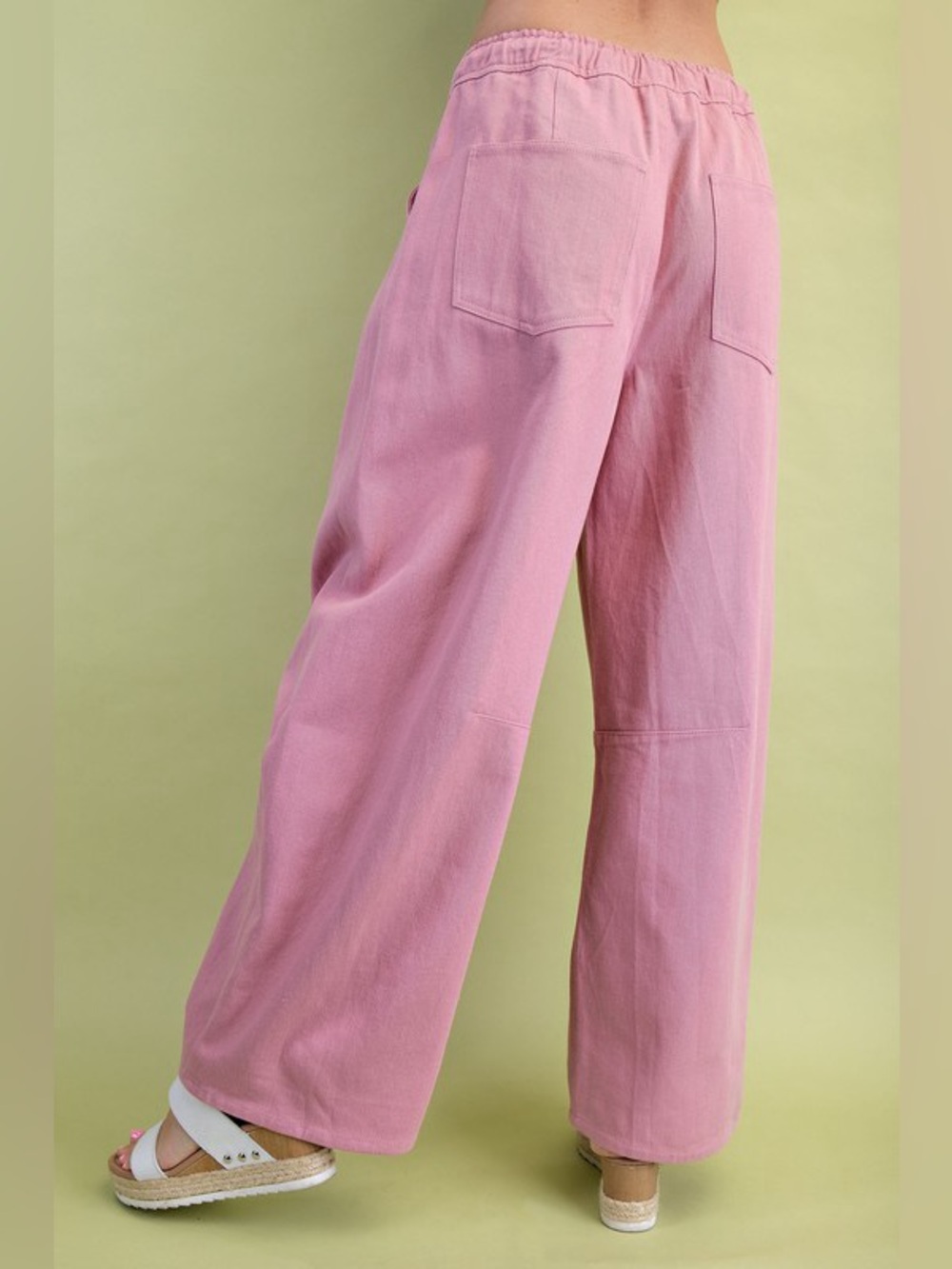 #174 New! Cotton Wide - Leg Drawstring Pants - Dusty Pink - Picture 2 of 3